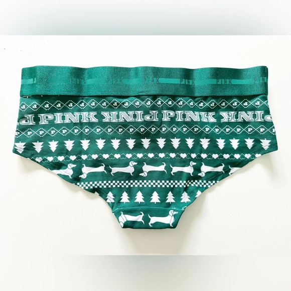 NWT 2 Victoria’s Secret Pink Holiday Hipster Panties Size Small Green Black - Picture 6 of 7